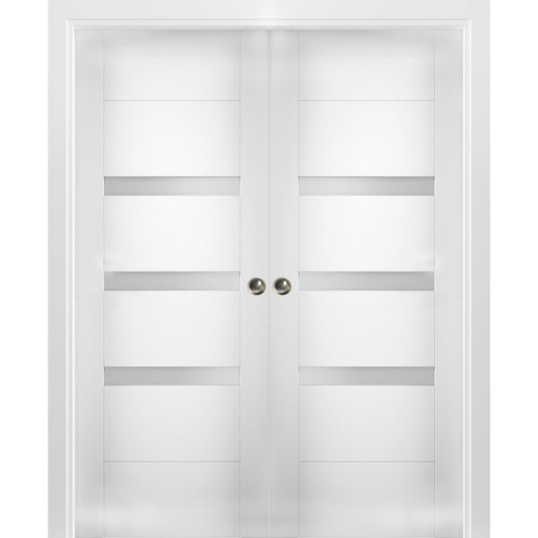 Vdomdoors Double Pocket Interior Door, 36" x 96", White SETE6900DP-WS-3696